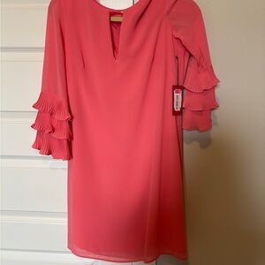 Vince Camuto Orange Ruffled Bell Sleeve Sheath Dress